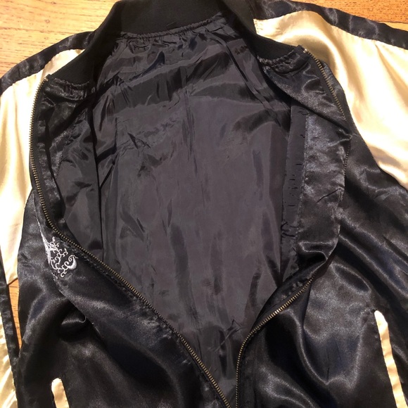 SATIN EMBROIDERED BOMBER JACKET NEW - Picture 3 of 7